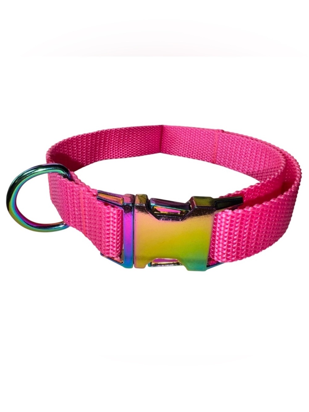 Dog Collar Hot Pink Fun Summer Color Large Handmade Heavy Duty W/ Metal Buckle